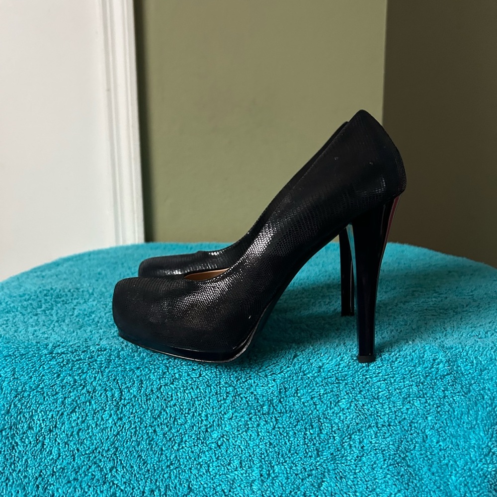 Sasha Fabiani Made in Italy Navy Blue Platform Heels